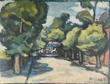 Miron SIMA (1902-1999), "Le manège" 1947, huile su