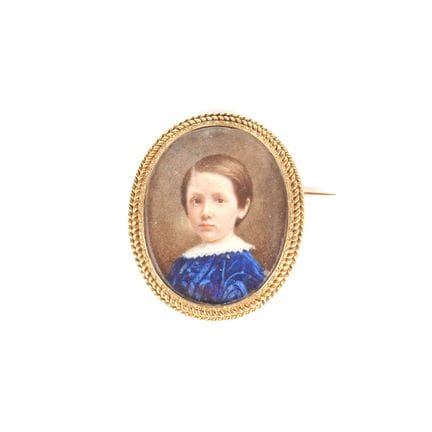 Broche "Miniature", monture en or jaune 18K (750/o