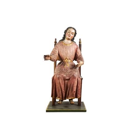 Sculpture en composition peinte polychrome fixée s
