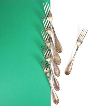 TETARD FRÈRES : Six fourchettes en argent, poinçon