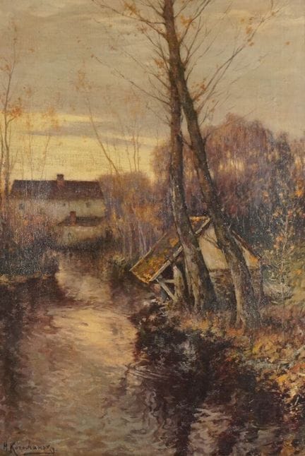 Michel KOROCHANSKY (1866-1925), "Le lavoir", huile