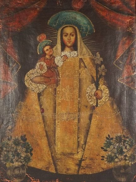 École de Lima du 18ème siècle, "Vierge à l'enfant"