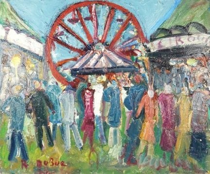 Roland DUBUC (1924-1998), "La fête foraine", huile