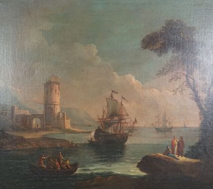 Ecole du 18ème siècle, "La sortie du port", huile 