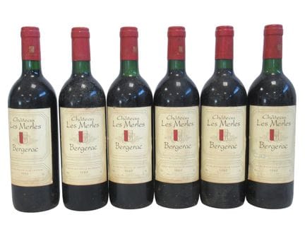 6 bottles of BERGERAC, Château Les Merles 1989
Som