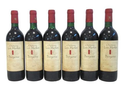 6 Blles BERGERAC, Château Les Merles 1989
Stained 