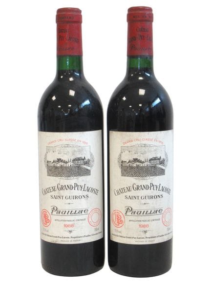 2 bottles CH. GRAND PUY LACOSTE Pauillac GCC 1988
