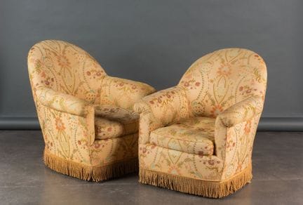 TRAVAIL FRANCAIS   
Paire de fauteuils gondole à d