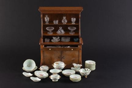 Miniature sideboard made of natural wood; the lowe