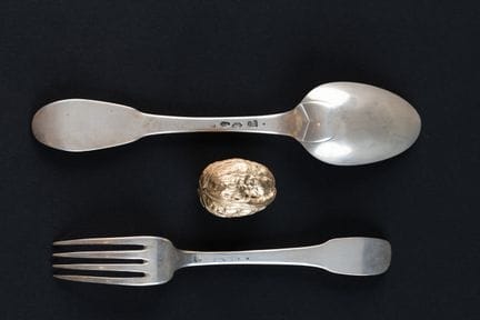CUILLER A SOUPE ET FOURCHETTE DE TABLE en argent (