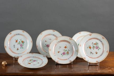 CHINE, Compagnie des Indes
Suite de six assiettes 