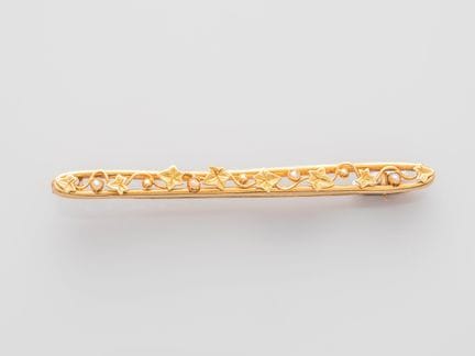Art Nouveau brooch in 750°/°° (18K) yellow gold, a
