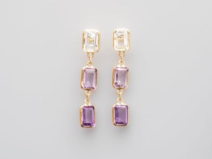 Pair of 750°/°° (18K) yellow gold earrings, set wi