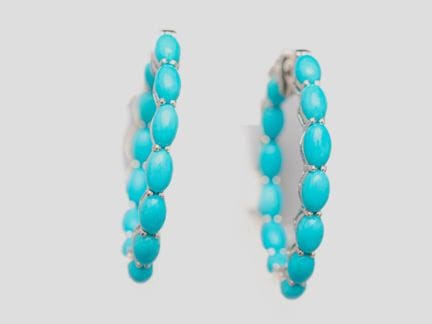 Pair of 900°/°° platinum hoop earrings set with ov