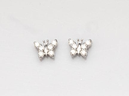 Pair of butterfly earrings in platinum, paved with