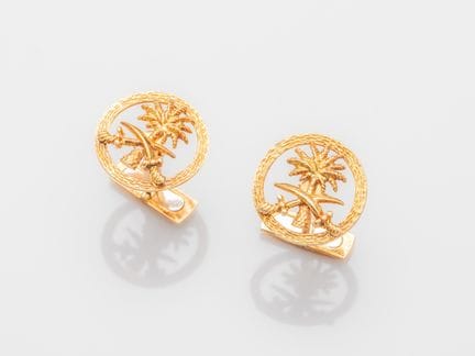 Pair of round cufflinks in 750°/°° (18K) yellow go
