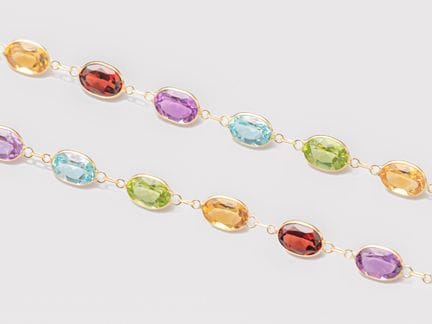 Sautoir in 750°/°°(18K) yellow gold, set with amet