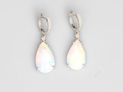 Pair of platinum earrings, consisting of rings set