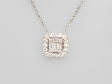 750°/°° (18K) white gold necklace with a cushion-s