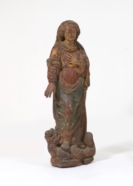 Statua 
in legno policromo riverniciato e parzialm