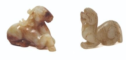 CINA - XX secolo
Due statuette in giada (nefrite) 