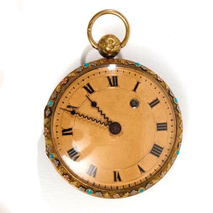 Orologio da tasca in oro triplo 18 carati, quadran
