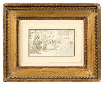 Jan LUYKEN (1649-1712)
Le boeuf écorché 
Encre et 