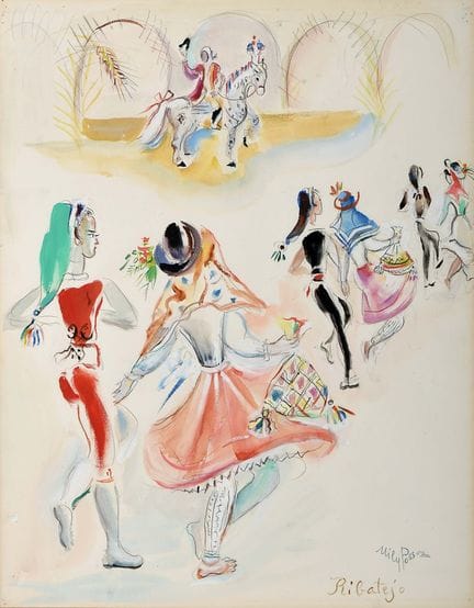 MILY POSSOZ - 1888-1968 "Ribatejo", Mischtechnik a