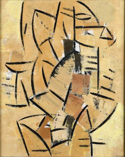 JUSTINO ALVES – 1940–2015 „Forma – Figur auf ocker