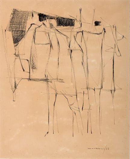 LUÍS DOURDIL - 1914-1989 Senza titolo, carboncino 
