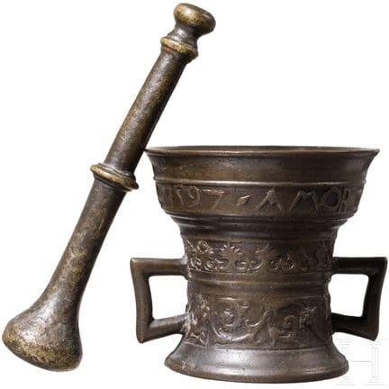 Un mortaio olandese in bronzo, bottega Wegewart a 