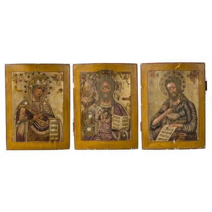 Trois grandes icônes représentant la Deisis, Russi