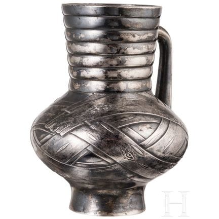 A silver trompe l'oeil kvass jug, Russia,  
Silber