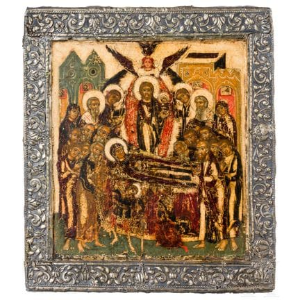 An icon showing the Dormition of the Mother of God