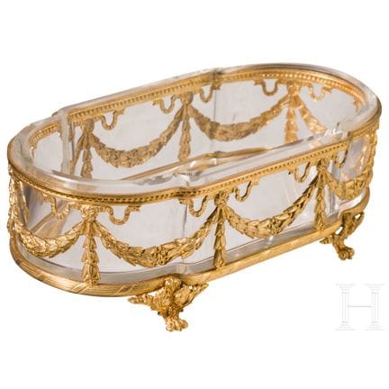 Jardinerita de cristal con montura de bronce dorad