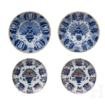 Quattro piatti, Paesi Bassi, Delft, XVIII secolo  