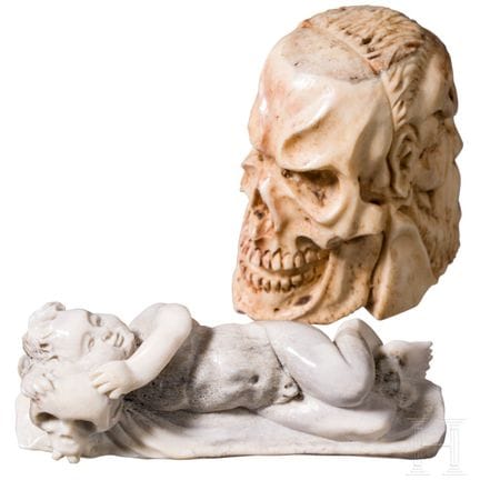 Dos tallas de hueso «memento mori» de estilo barro