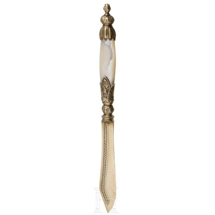 A silver-gilt and mother-of-pearl paper knife, Ger