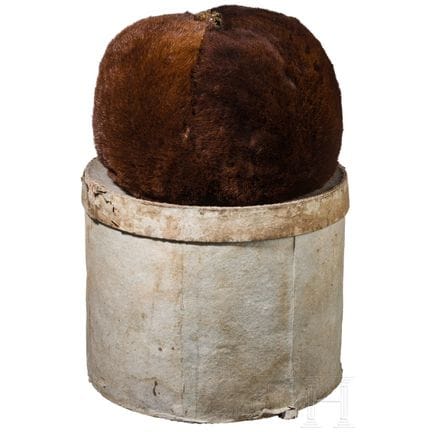 A Tyrolean women's costume cap made of otter fur i
