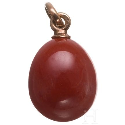 Pendentif en forme d'œuf en rhodonite monté sur or
