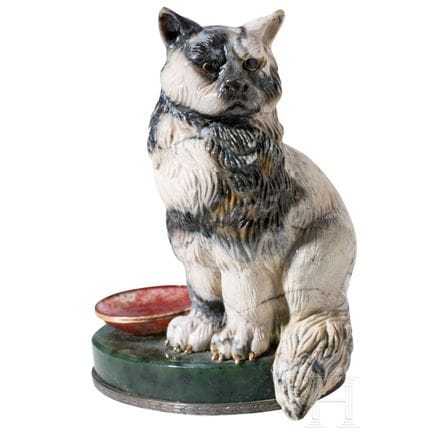 Figurine de chat en pierre dure, Union soviétique,