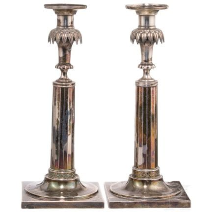 Coppia di candelieri in argento, Augusta, Friedric