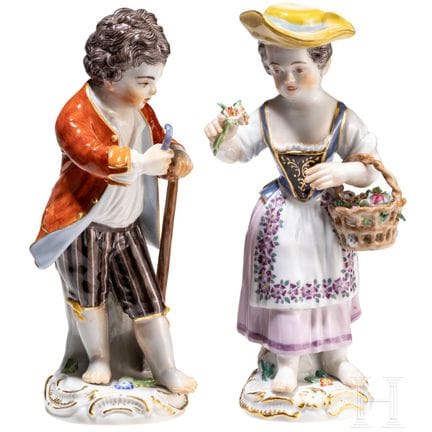 Due bambini giardinieri in porcellana, Johann Joac