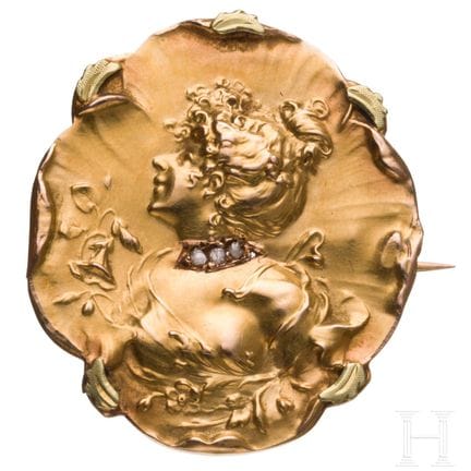 Spilla in oro Art Nouveau da 14 carati, 1920 circa