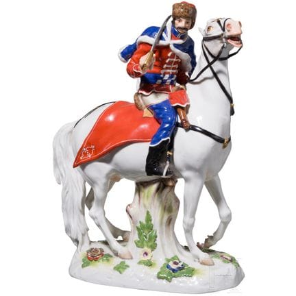 Cavaliere in porcellana “Ussaro a cavallo”, 1750 c