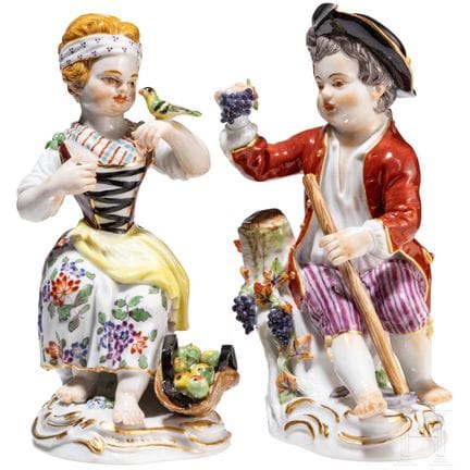 Due bambini giardinieri in porcellana, Johann Joac