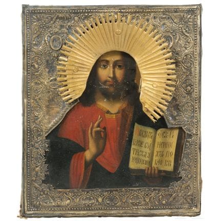 A Russian icon showing Christ Pantokrator with gil