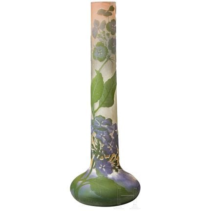 Grande vaso “Hortensias”, Nancy, Emile Gallé, 1900