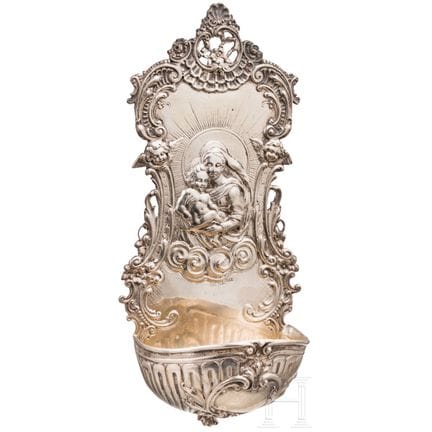 Acquasantiera in argento, tedesca, 1900 circa  
Ar