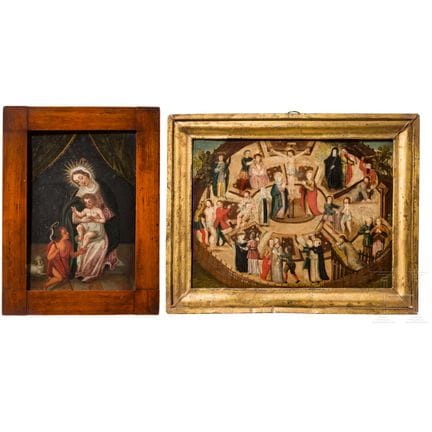 Deux peintures religieuses sur cuivre : « Allégori